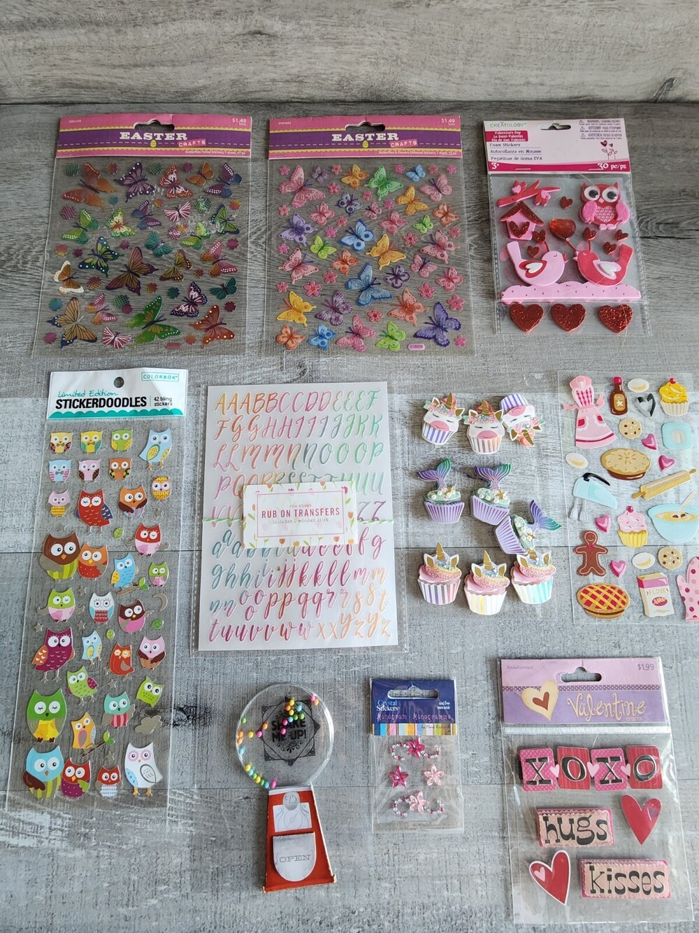 Scrapbook Stickers LOT - Girls Pink Kids Unicorn Owls Hearts Retired NEW #34
